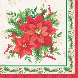 Unique Poinsettia Beverage Napkins