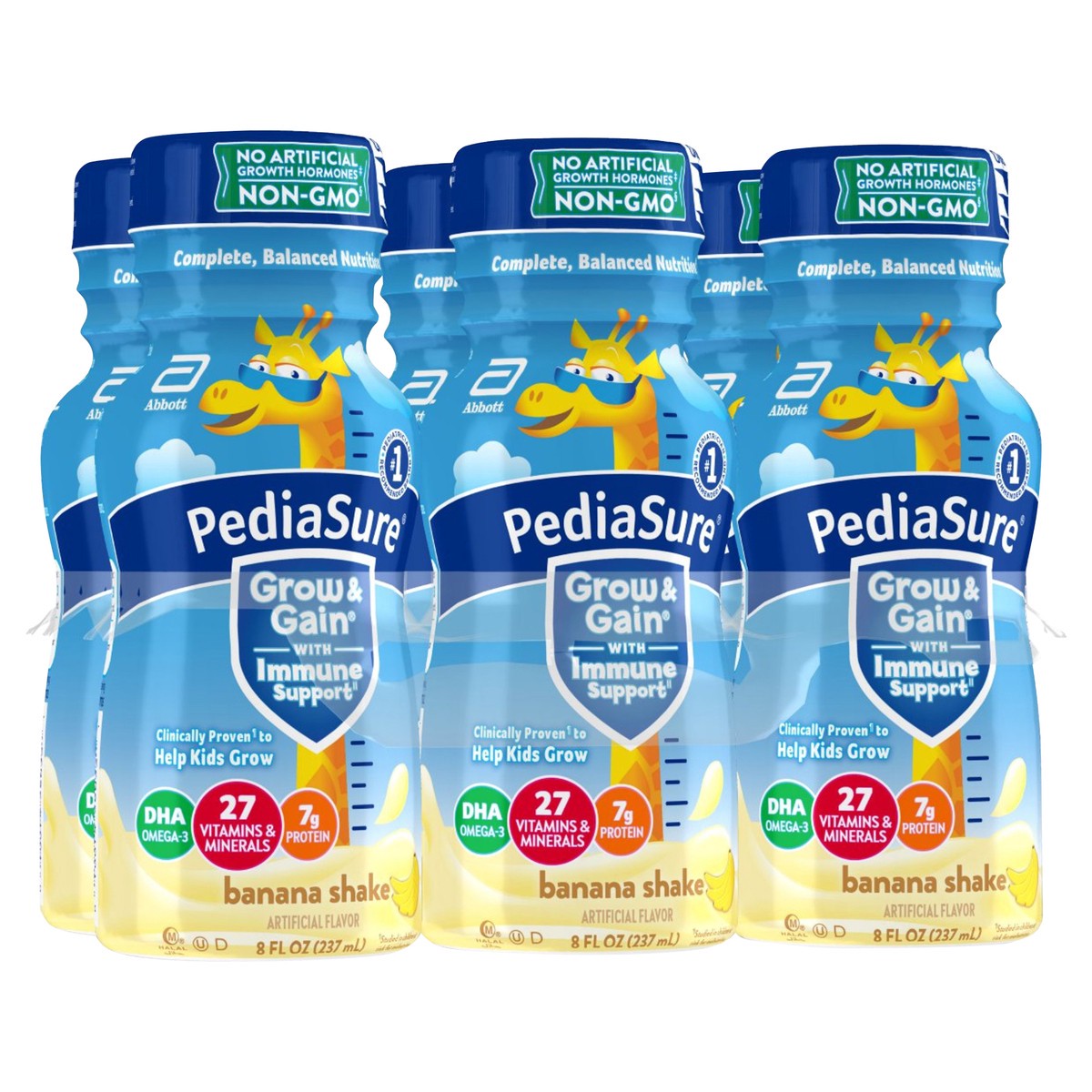 slide 2 of 6, PediaSure Grow & Gain Banana Shake 6-8 fl oz Bottle, 6 ct