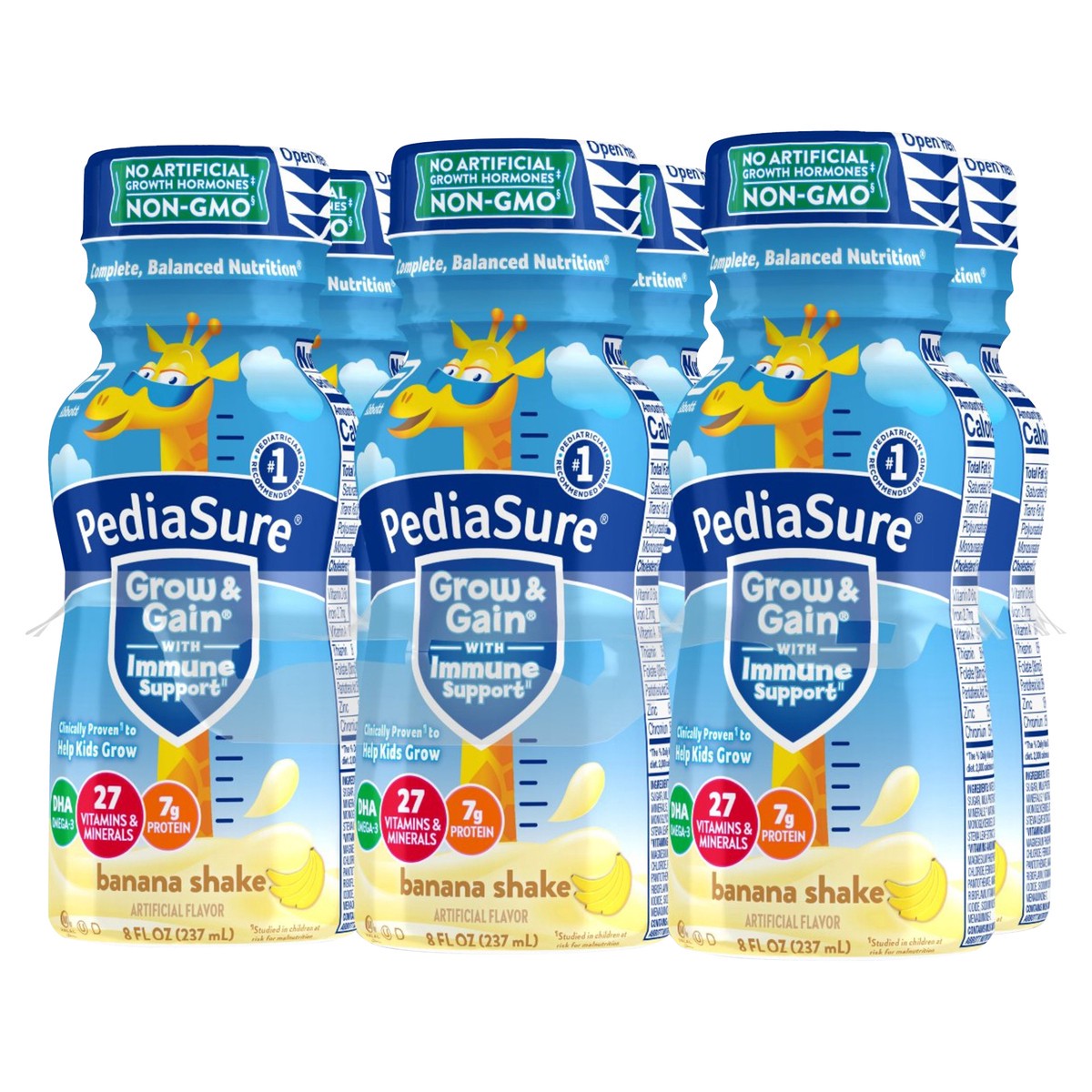 slide 3 of 6, PediaSure Grow & Gain Banana Shake 6-8 fl oz Bottle, 6 ct