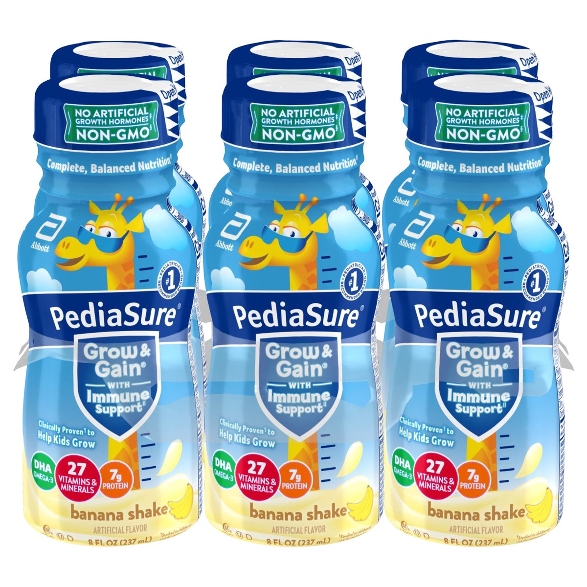 slide 1 of 6, PediaSure Grow & Gain Banana Shake 6-8 fl oz Bottle, 6 ct