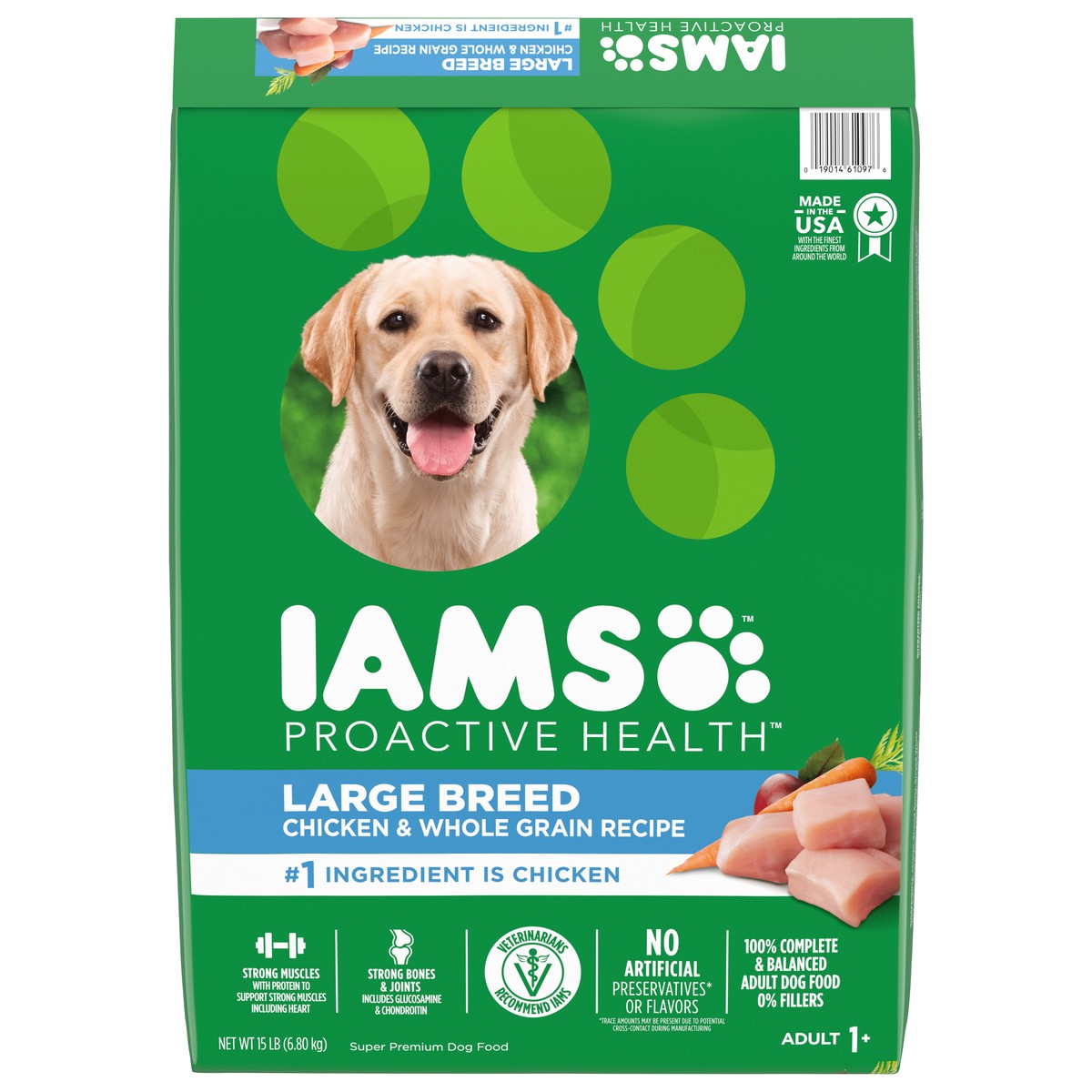 slide 1 of 4, IAMS Proactive Health High Protein Chicken & Whole Grains Recipe Large Breed Adult Premium Dry Dog Food - 15lbs, 15 lb