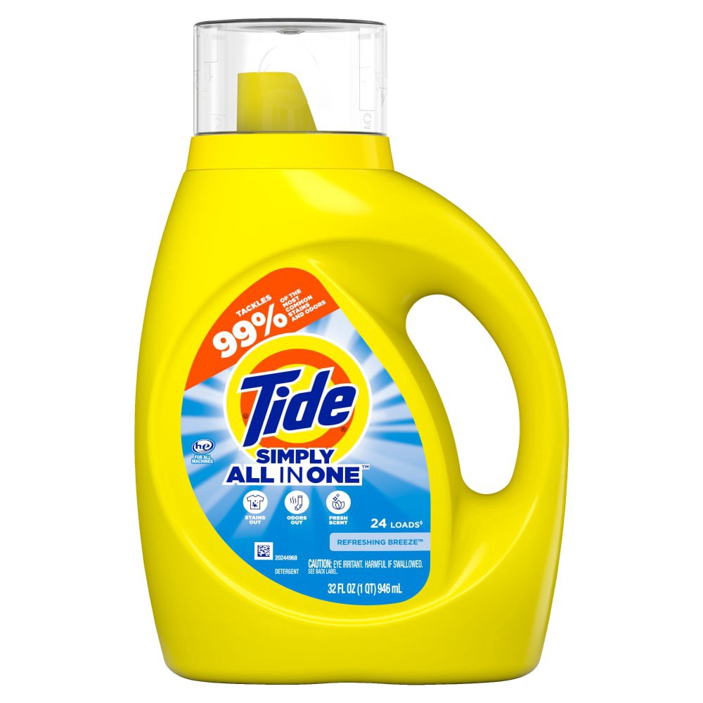 slide 5 of 5, Tide Simply High Efficiency Refreshing Breeze Liquid Laundry Detergent 32 Ounces, 32 oz