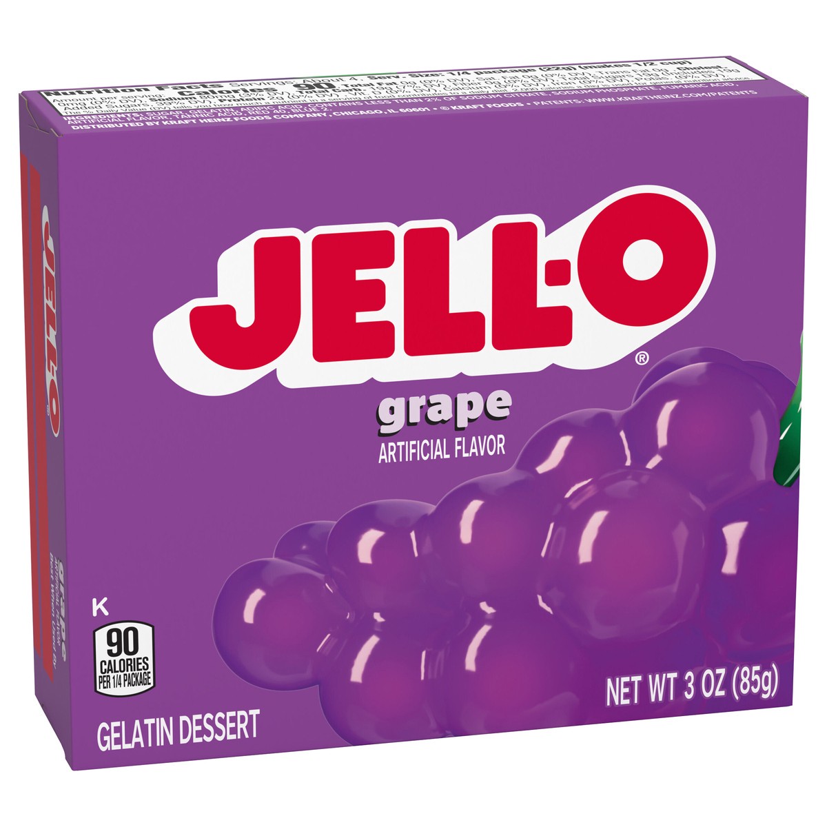 slide 5 of 9, Jell-O Grape Artificially Flavored Gelatin Dessert Mix, 3 oz Box, 3 oz