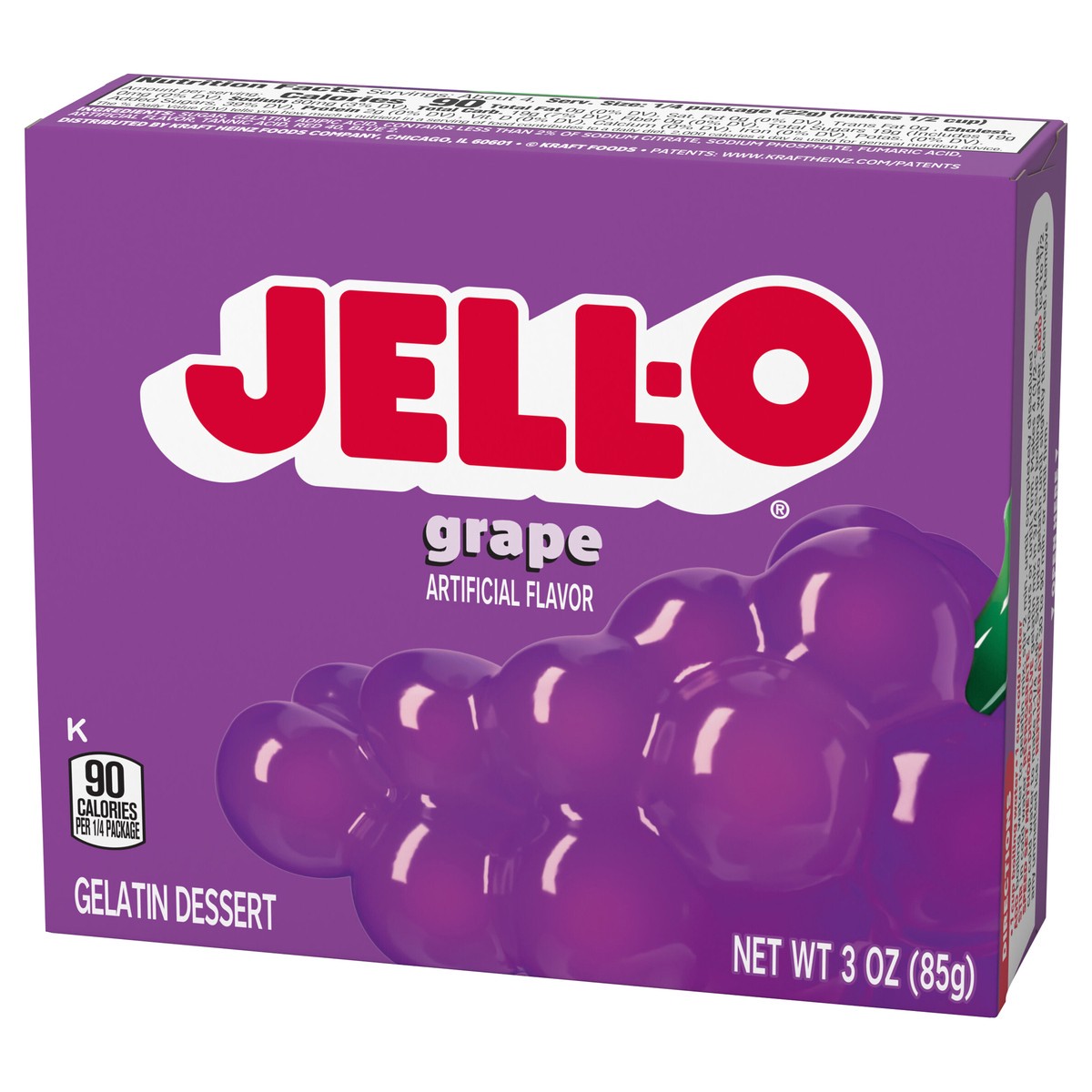 slide 7 of 9, Jell-O Grape Artificially Flavored Gelatin Dessert Mix, 3 oz Box, 3 oz