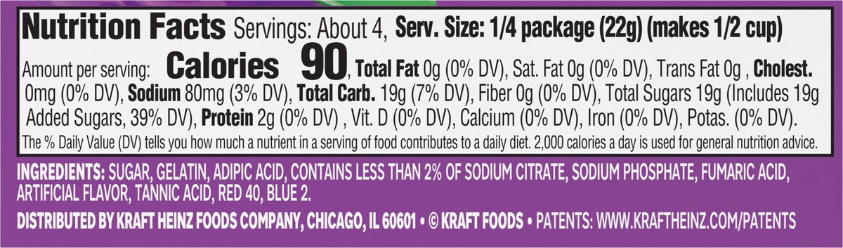 slide 8 of 9, Jell-O Grape Artificially Flavored Gelatin Dessert Mix, 3 oz Box, 3 oz