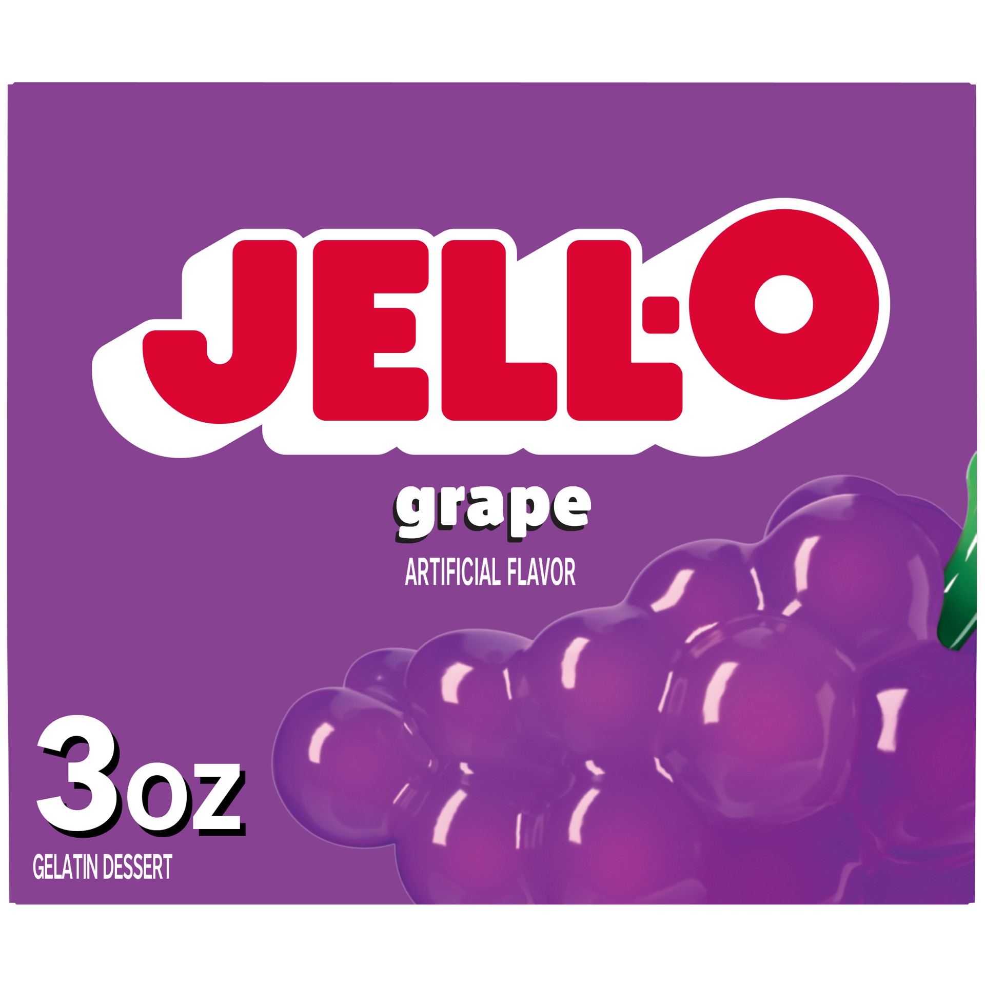 slide 1 of 9, Jell-O Grape Artificially Flavored Gelatin Dessert Mix, 3 oz Box, 3 oz