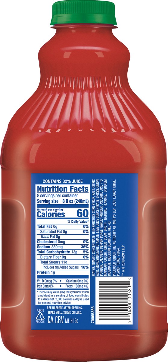 slide 6 of 7, Clamato Limon Tomato Cocktail, 64 fl oz bottle, 64 fl oz