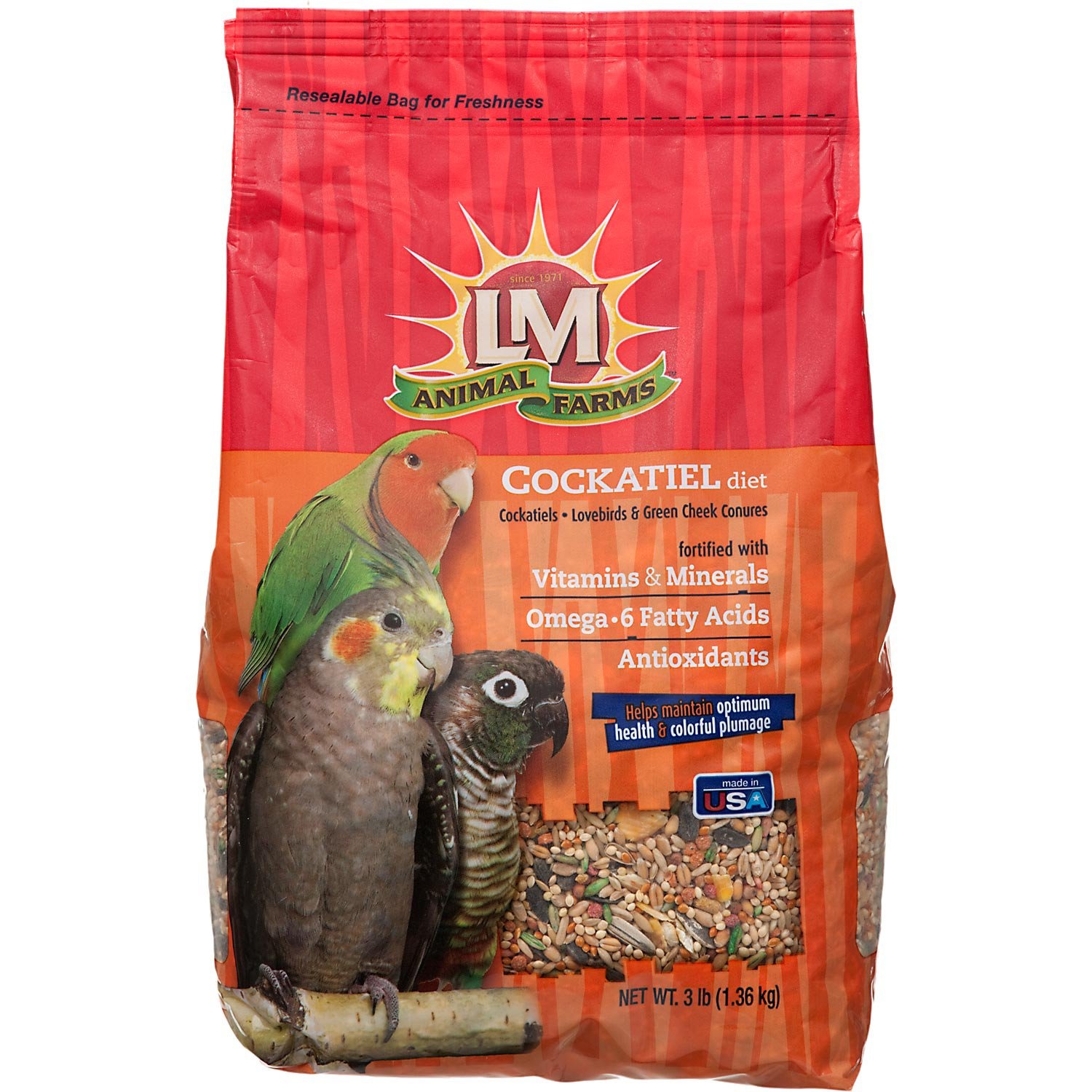 slide 1 of 1, LM Animal Farms Cockatiel Diet Bird Food, 3 lb