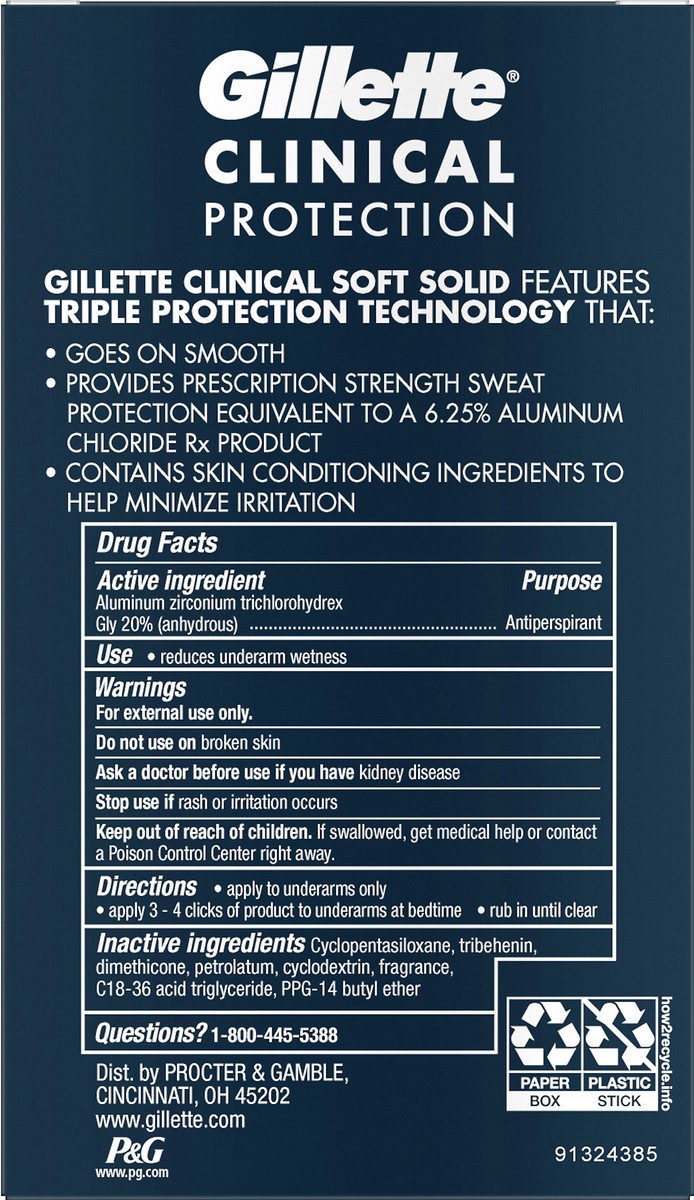 slide 2 of 5, Gillette Antiperspirant Deodorant for Men, Clinical Soft Solid, Ultimate Fresh, 72 Hr. Sweat Protection, 1.7 oz, 1.7 oz