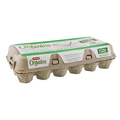 slide 1 of 1, H-E-B Organics Cage Free Extra Large Brown Eggs, 18 ct