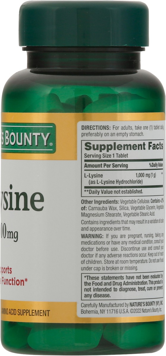 slide 4 of 9, Nature's Bounty L-Lysine Tablets, 1000 Mg, 60 Ct, 60 ct