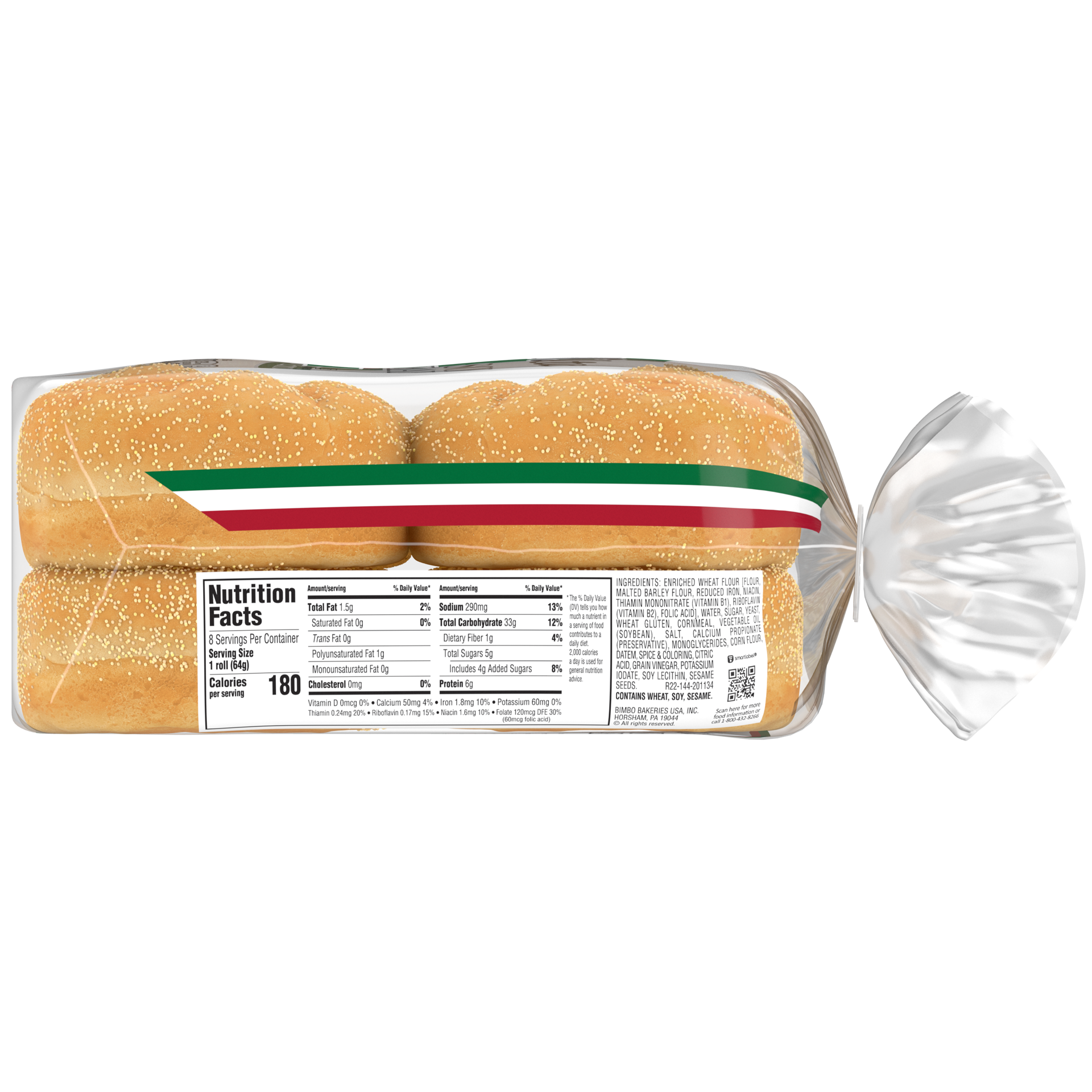 slide 2 of 5, D'Italiano Soft Kaiser White Enriched Rolls, 8 count, 18 oz, 18 oz