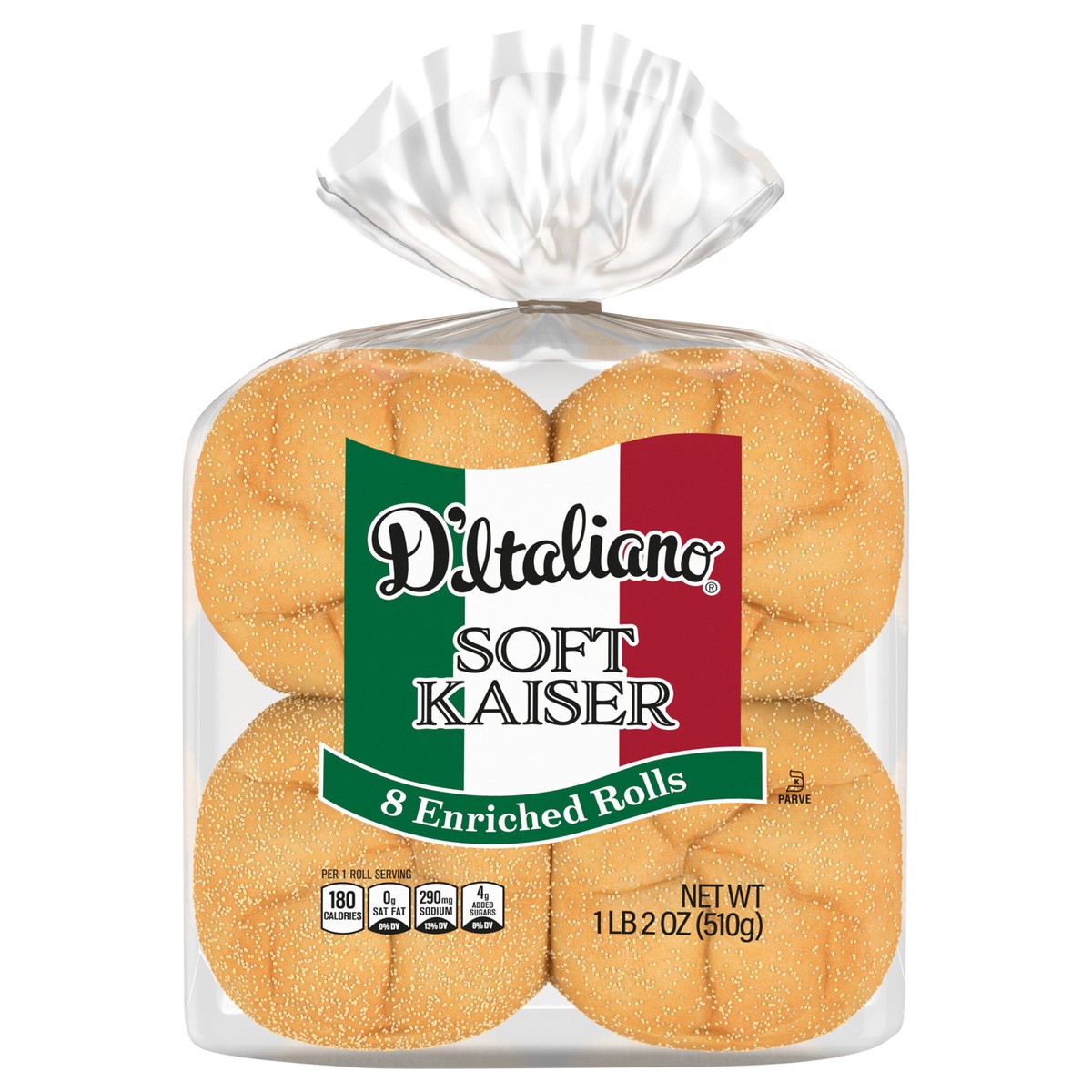 slide 1 of 5, D'Italiano Soft Kaiser White Enriched Rolls, 8 count, 18 oz, 18 oz