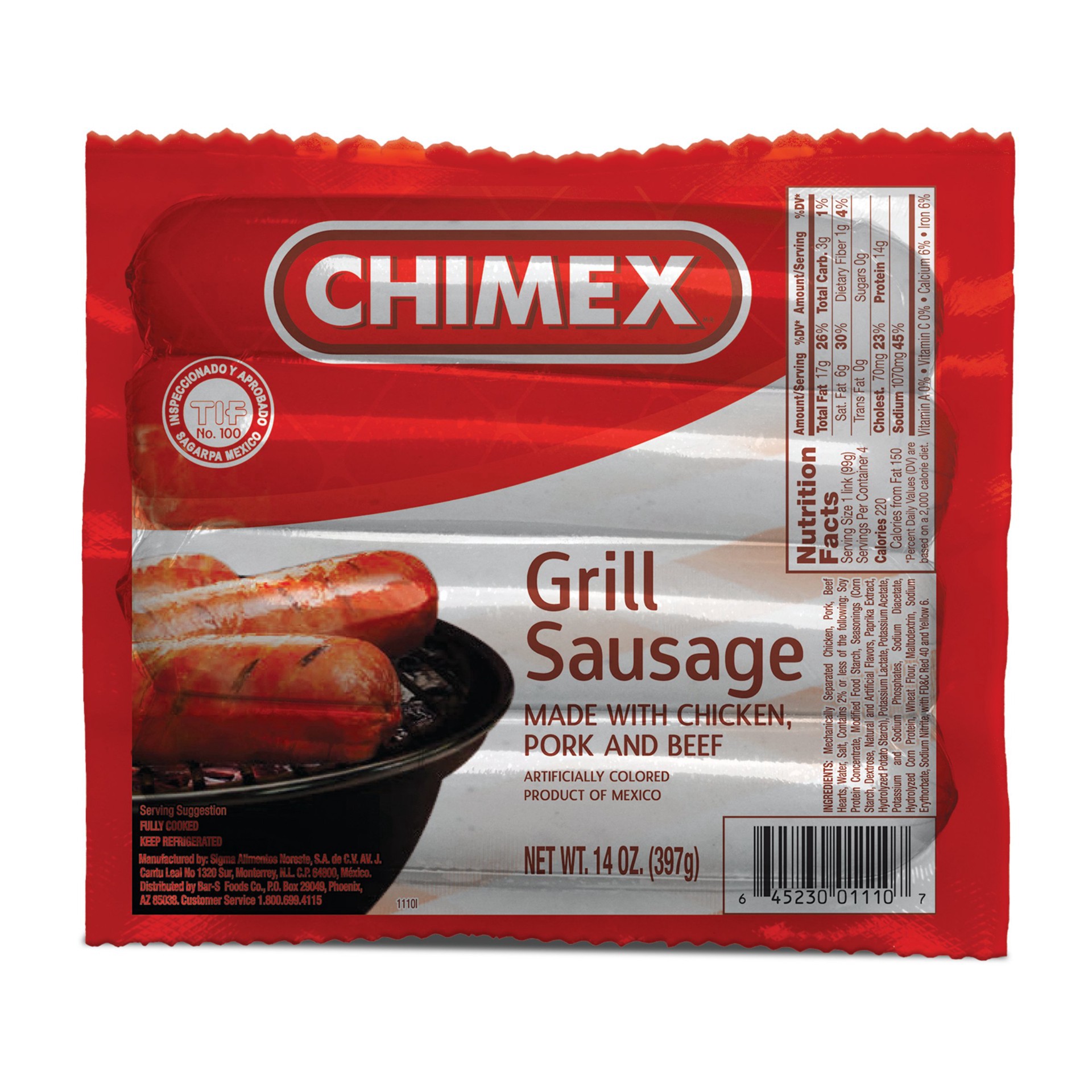 slide 1 of 1, FUD Chimex Grilled Sausage, 14 oz