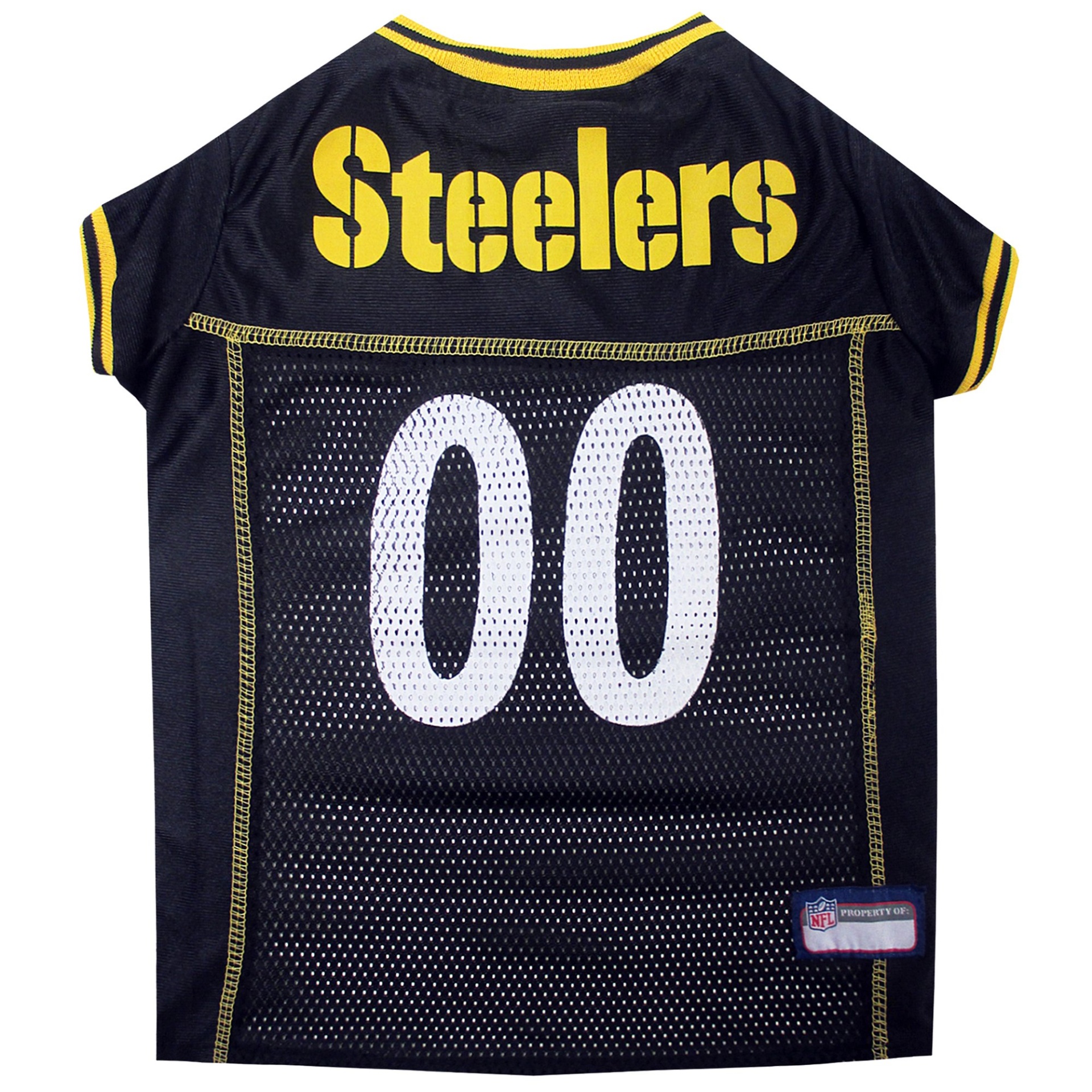 slide 1 of 1, Pets First Pittsburgh Steelers NFL Mesh Pet Jersey, LG