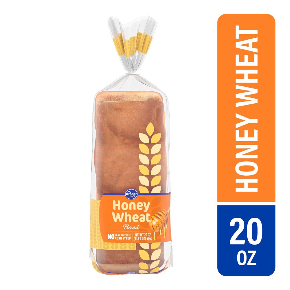 slide 1 of 1, Kroger Honey Wheat Bread, 20 oz