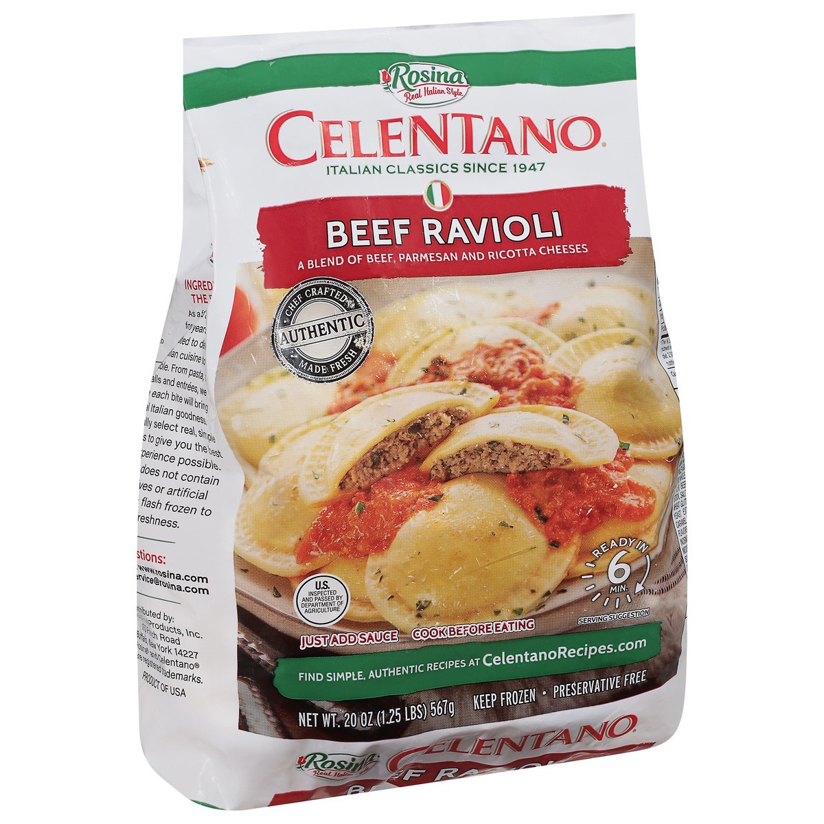 slide 8 of 9, Celentano Beef Ravioli 20 oz, 22 oz