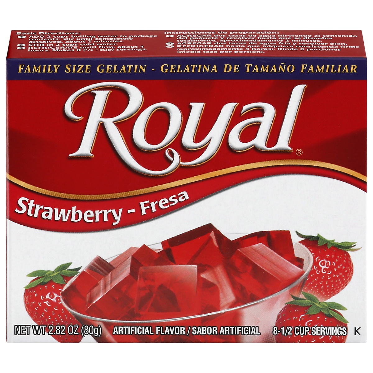 slide 1 of 1, Royal Bilingual Gelatin Strawberry, 2.8 oz