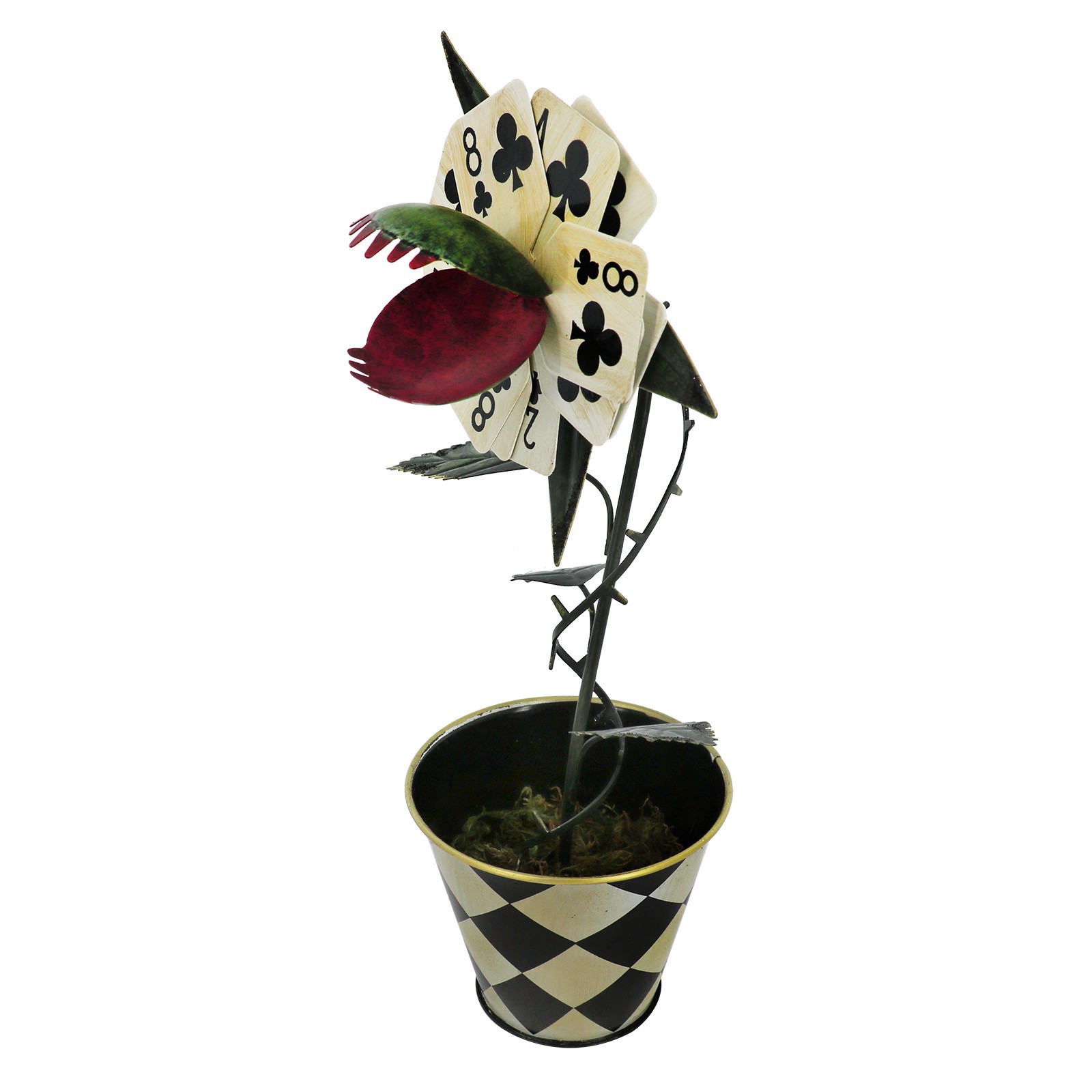 slide 3 of 4, 11.75" Clubs Playing Card Flytrap In Diamond Pot Tabletop Decor By Ashland, 5.7 in x 4.12 in x 11.75 in