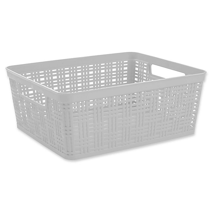 slide 1 of 1, Starplast Plastic Wicker Medium Storage Basket - White, 1 ct