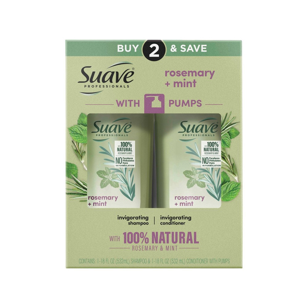 slide 7 of 11, Suave Professionals Invigorating Shampoo and Conditioner for Dry and Damaged Hair Rosemary and Mint 18 fl oz/2ct, 2 ct; 18 oz