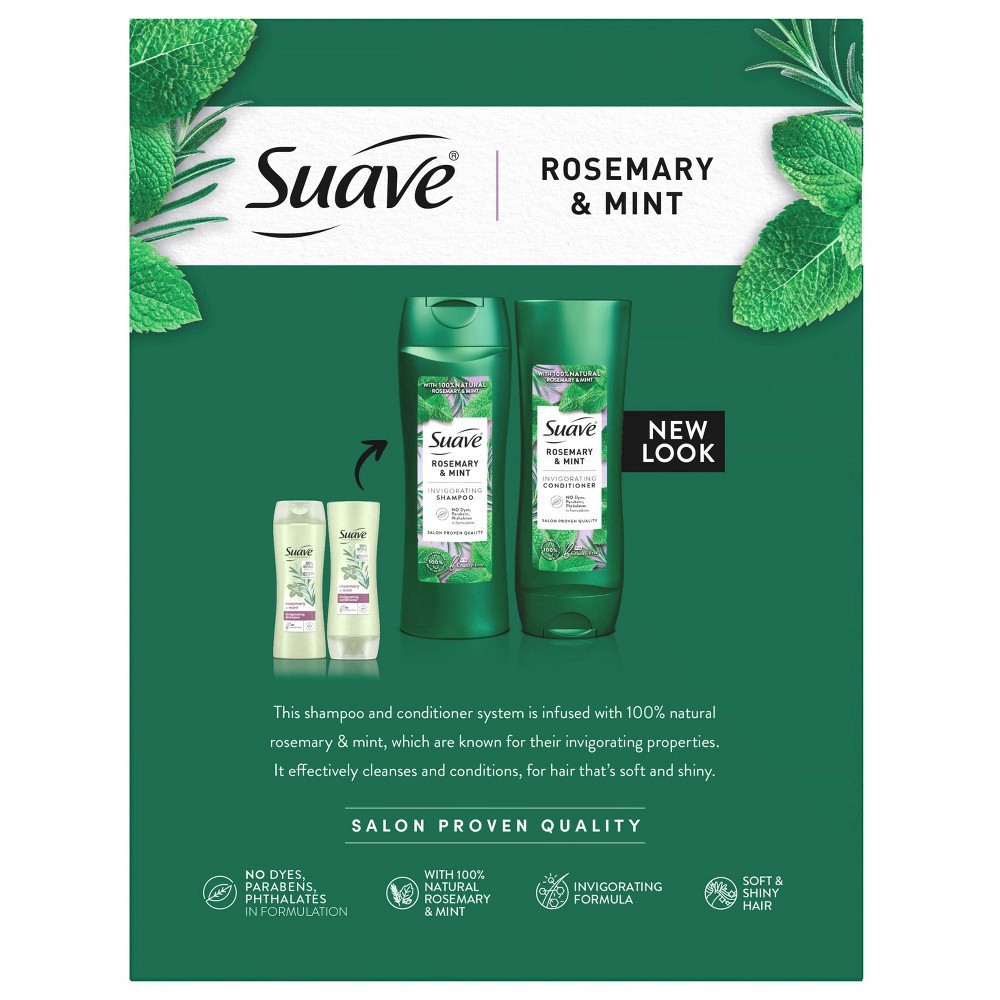 slide 11 of 11, Suave Professionals Invigorating Shampoo and Conditioner for Dry and Damaged Hair Rosemary and Mint 18 fl oz/2ct, 2 ct; 18 oz