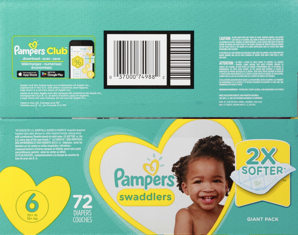 slide 7 of 11, Pampers Swaddlers Diapers Size, 6 72 ct