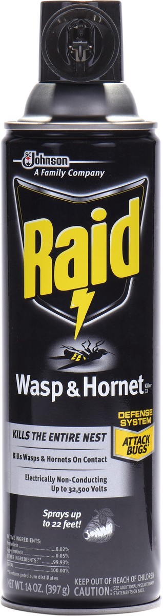 slide 5 of 5, Raid Wasp & Hornet Insect Killer 33, Insect Spray for Stinging Bugs & Their Nests, 14 oz, 14 oz