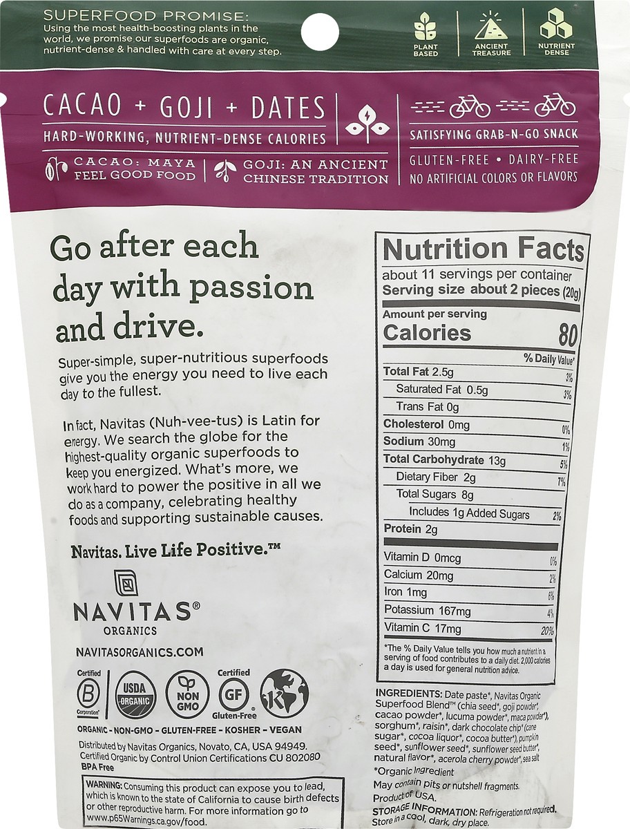 slide 3 of 9, Navitas Naturals Snacks, Organic, Power, Cacao Goji, 8 oz