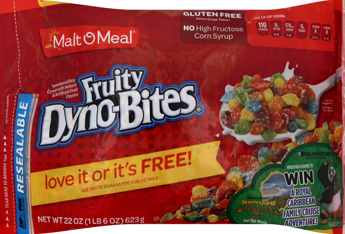 slide 5 of 5, Malt-O-Meal Fruity Dyno Bites Bag Cereal, 22 oz