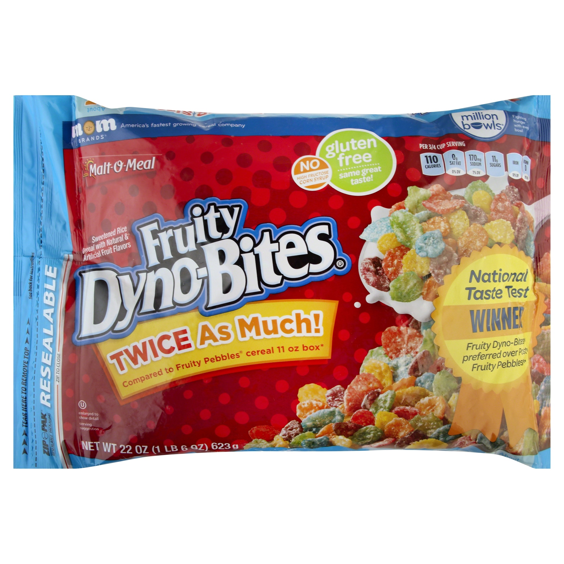 slide 1 of 5, Malt-O-Meal Fruity Dyno Bites Bag Cereal, 22 oz