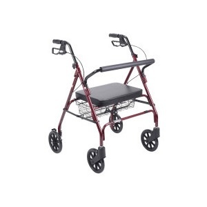 slide 1 of 1, Drive Medical Heavy Duty Bariatric Walker Rollator with Large Padded Seat, Red, 1 ct