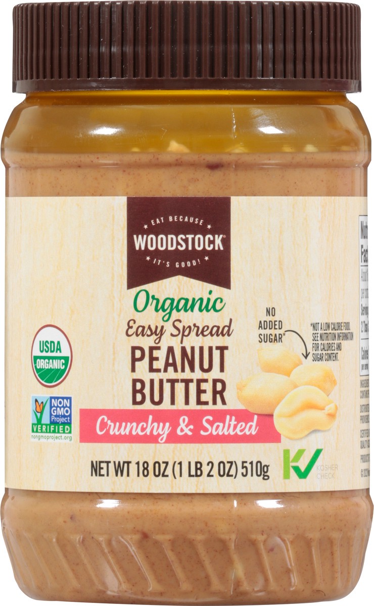 slide 5 of 14, Woodstock Organic Easy Spread Crunchy & Salted Peanut Butter 18 oz, 18 oz