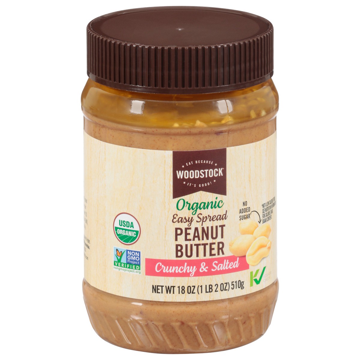 slide 8 of 14, Woodstock Organic Easy Spread Crunchy & Salted Peanut Butter 18 oz, 18 oz