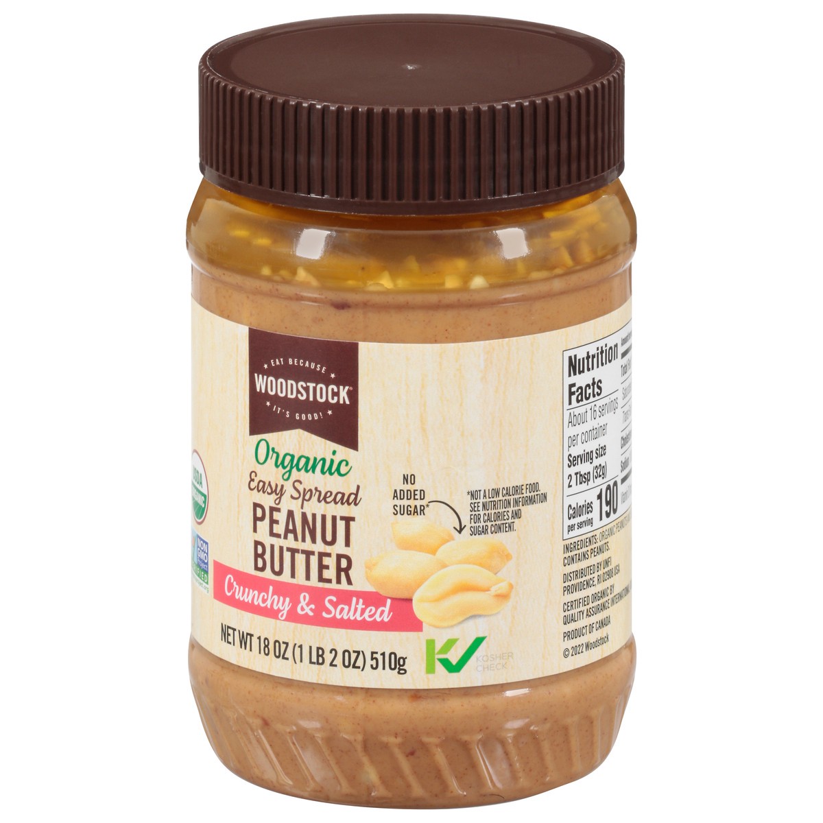 slide 10 of 14, Woodstock Organic Easy Spread Crunchy & Salted Peanut Butter 18 oz, 18 oz