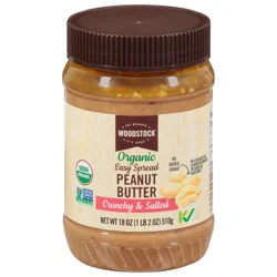 Woodstock Organic Easy Spread Crunchy & Salted Peanut Butter 18 oz