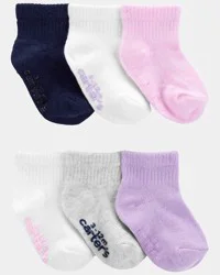 Carter's Baby Girl 6-Pack Ankle Socks, Multi, Size 0-3