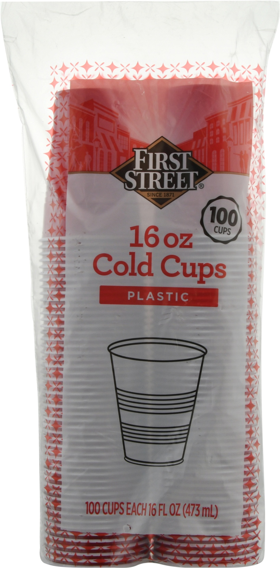 First Street - First Street, Party Cups, Red Plastic, 16 Ounce (100 count)