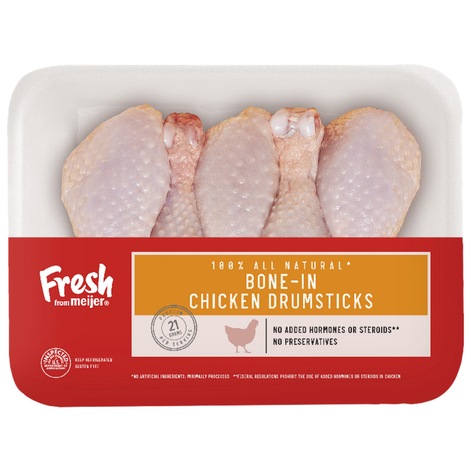 slide 1 of 3, FRESH FROM MEIJER Meijer Bone-In Chicken Drumsticks 100% All Natural, Small Pack, per lb