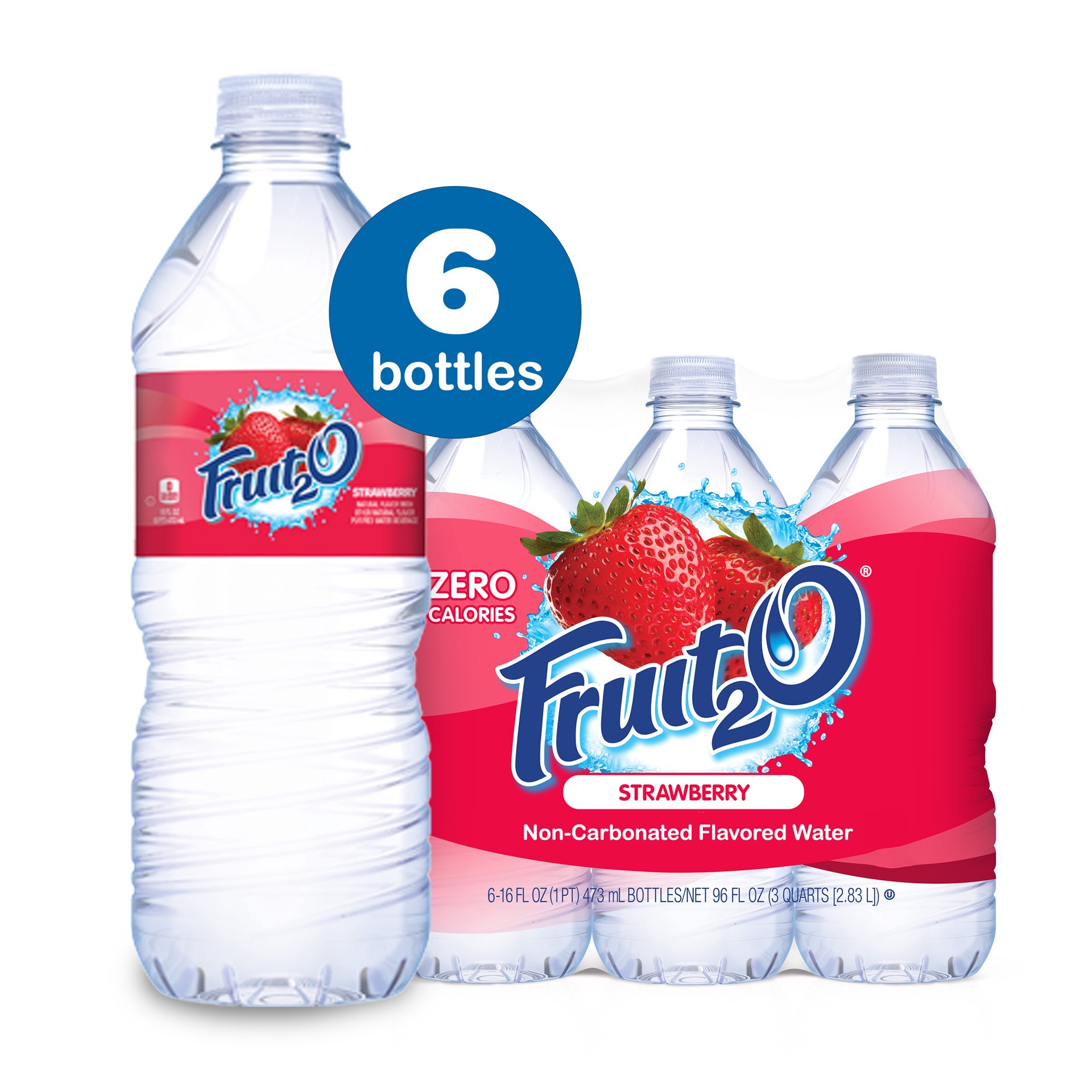 slide 1 of 9, Fruit2O Strawberry Flavored Water, 6 Count, 16 FL OZ Bottles, 16 oz