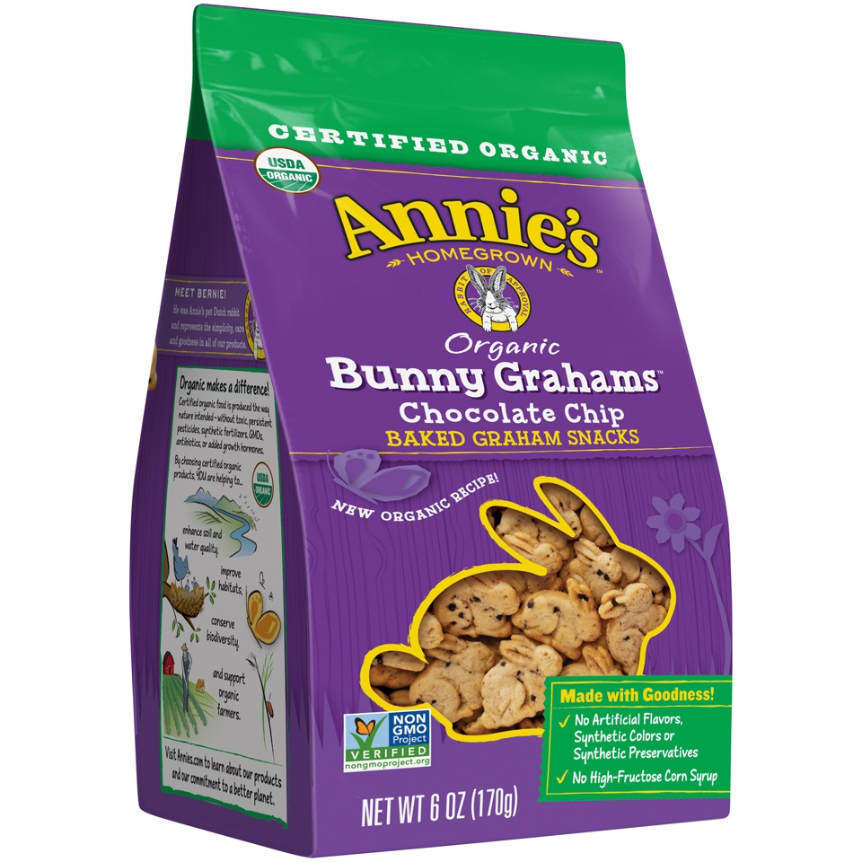 slide 1 of 1, Annie's Bunny Grahams Chocolate Chip Whole Grain Graham Snacks, 6 oz