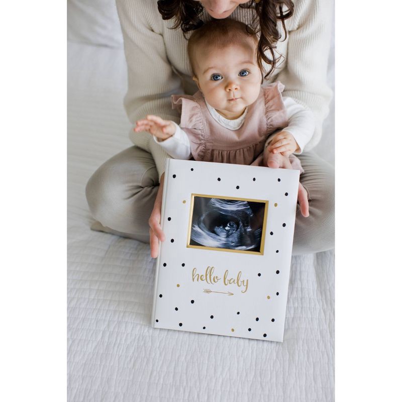 slide 4 of 9, Pearhead Hello Baby'' Sonogram Baby Memory Book, Black and Gold Polka Dots'', 1 ct