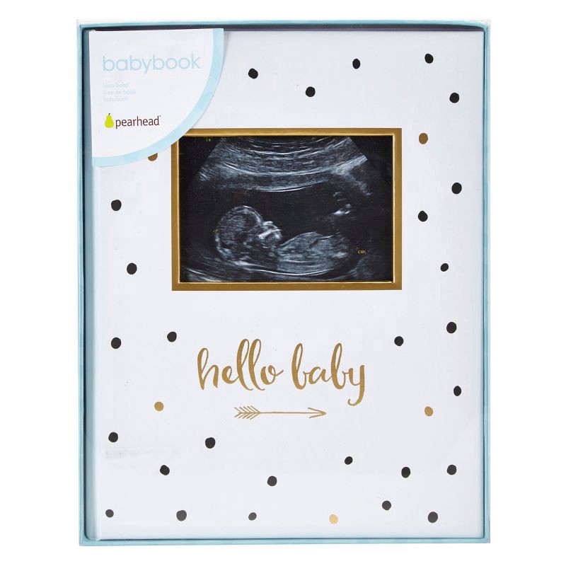 slide 5 of 9, Pearhead Hello Baby'' Sonogram Baby Memory Book, Black and Gold Polka Dots'', 1 ct