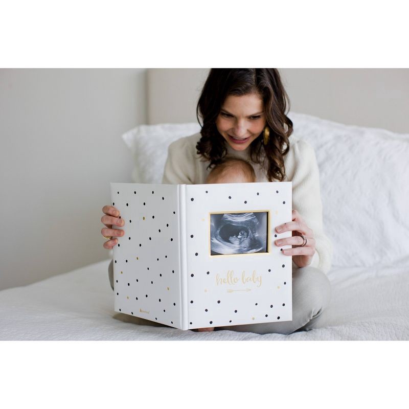 slide 6 of 9, Pearhead Hello Baby'' Sonogram Baby Memory Book, Black and Gold Polka Dots'', 1 ct