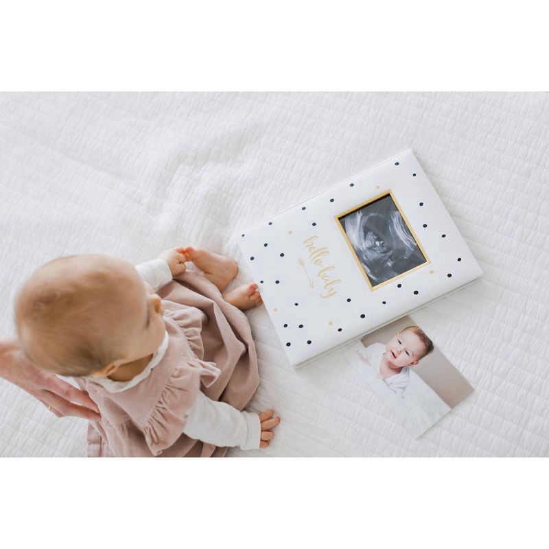 slide 8 of 9, Pearhead Hello Baby'' Sonogram Baby Memory Book, Black and Gold Polka Dots'', 1 ct