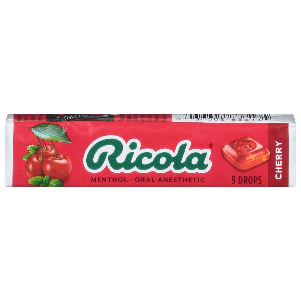 slide 14 of 14, Ricola Cherry Throat Drops | Delicious Throat Refreshment & Oral Anesthetic, 9 Count Stick, 9 ct