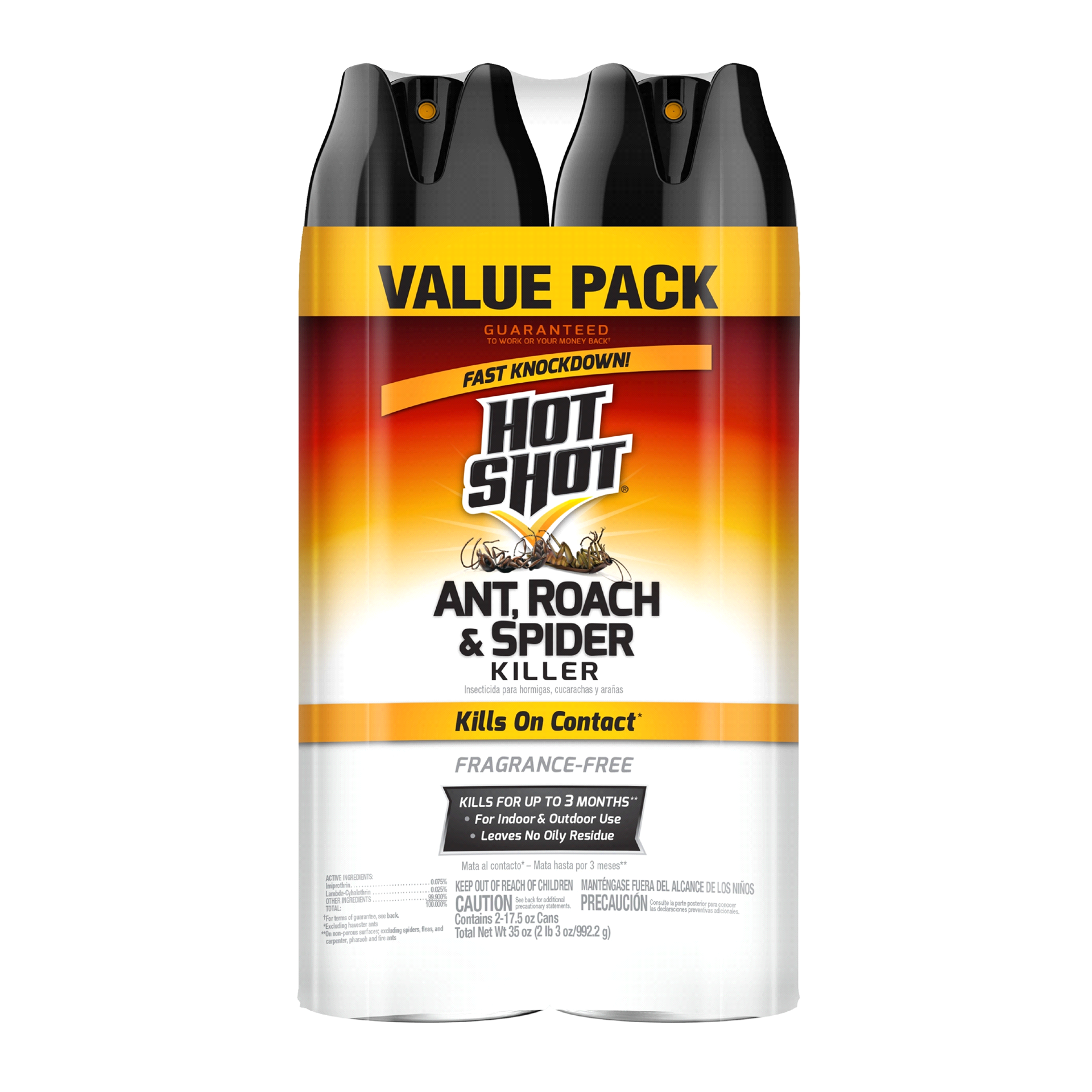 slide 1 of 1, Hot Shot Ant Roach & Spider Fragrance-Free Killer Spray Twin Pack, 2 ct