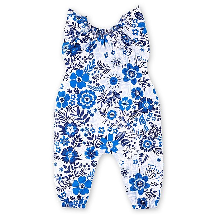 slide 1 of 5, Lamaze Newborn Flowers Organic Cotton Romper - Blue/White, 1 ct