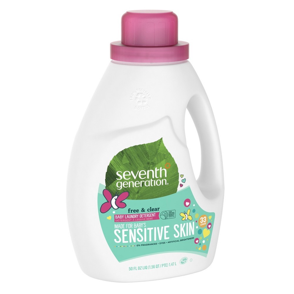 slide 3 of 4, Seventh Generation Free & Clear Baby Liquid Laundry Detergent Fragrance Free, 33 Loads, 50 oz, 50 oz