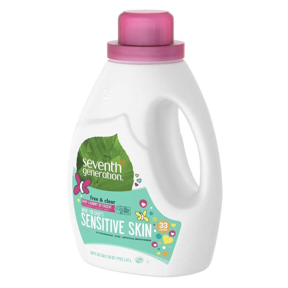 slide 4 of 4, Seventh Generation Free & Clear Baby Liquid Laundry Detergent Fragrance Free, 33 Loads, 50 oz, 50 oz